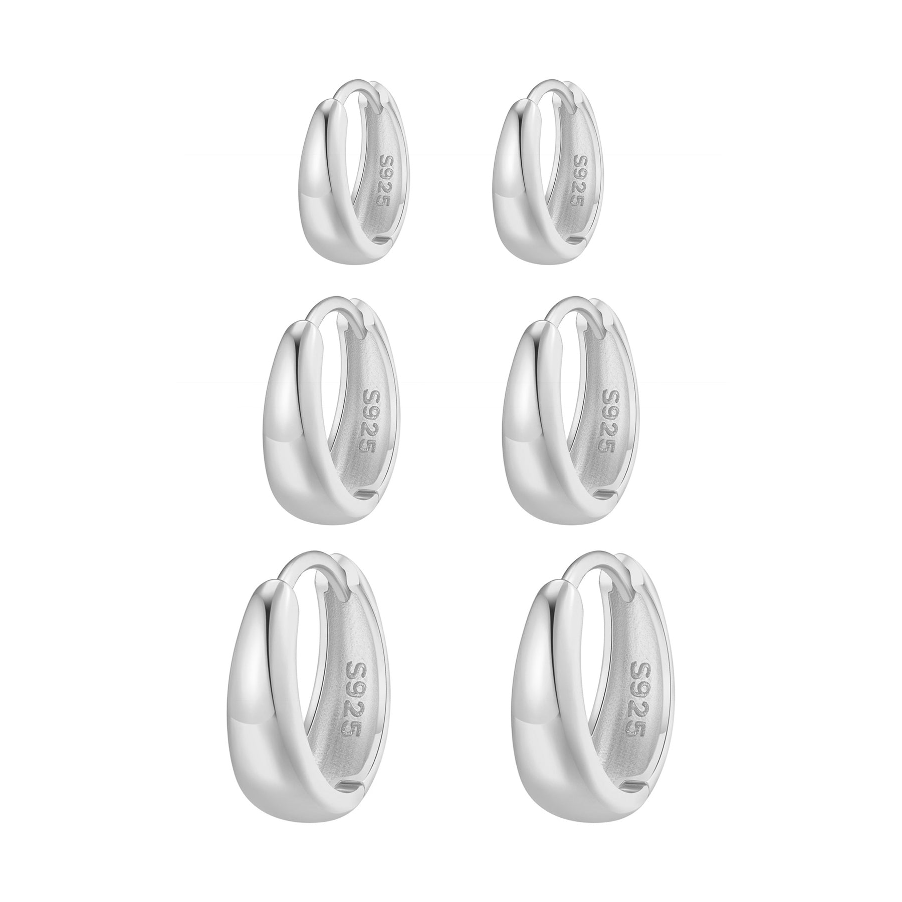 Dome Trio Hoop Earring Set Sterling Silver